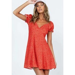 Princess Polly Red “Baily” Floral Mini Dress, Size 4